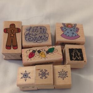 Christmas Rubber Stamps Set Of 8